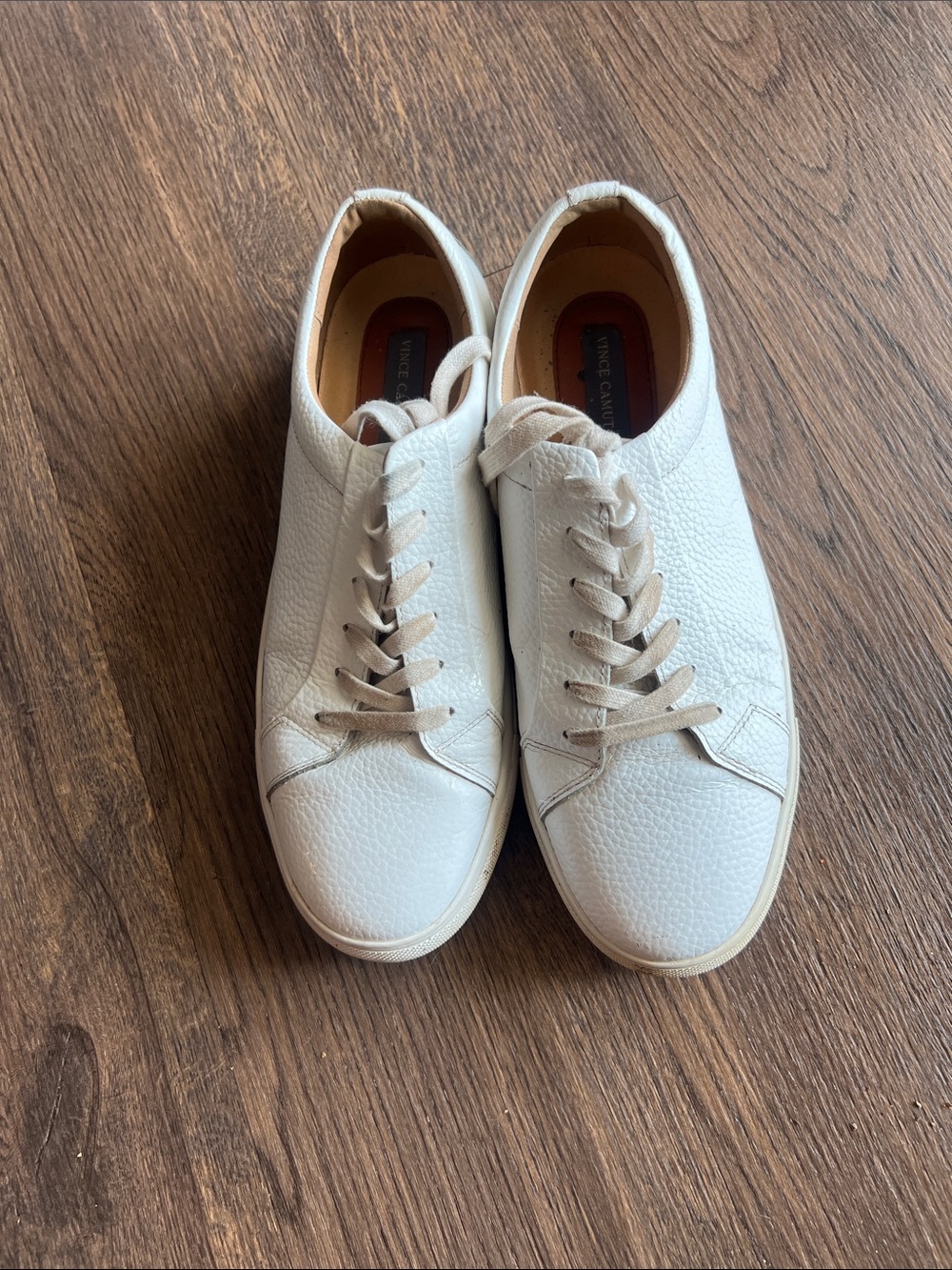 Vince Camuto White Leather Low-Top Sneakers